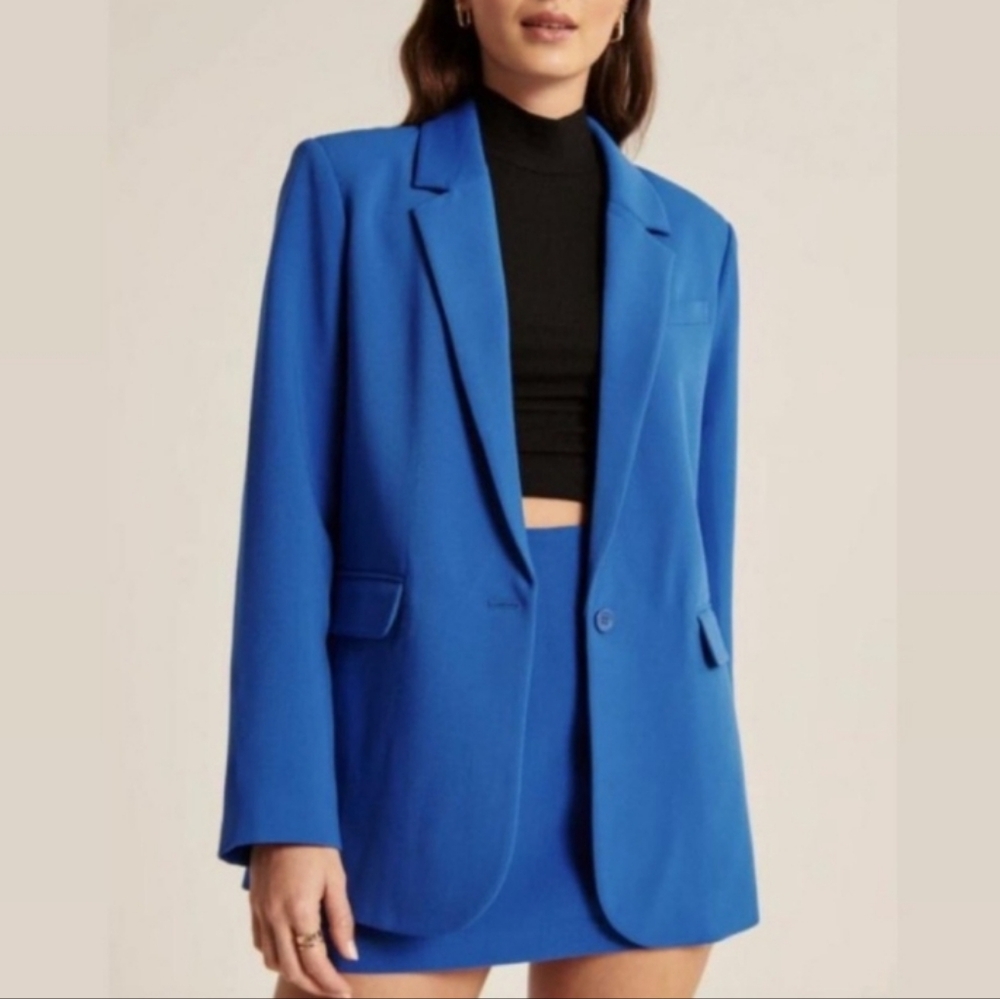 Abercrombie & Fitch Single Breasted Boyfriend Blazer Royal Blue
